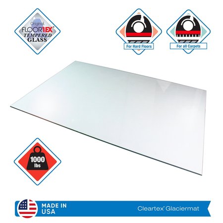 Cleartex Glaciermat Heavy Duty Glass Chair Mat for Hard Floors & Carpets - 36" x 42" FC123642EG